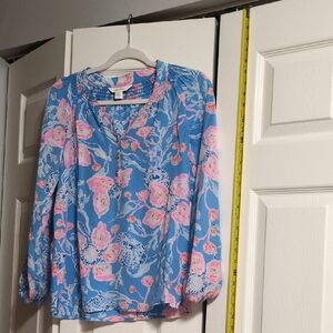Lilly Pulitzer Blue and Pink Floral Blouse